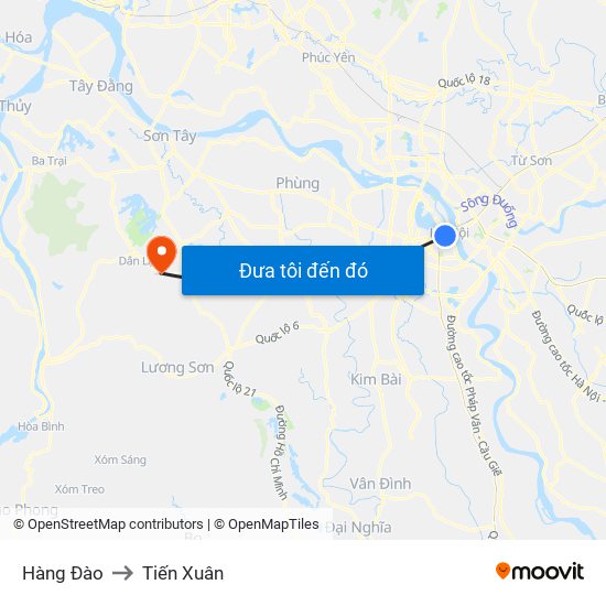 Hàng Đào to Tiến Xuân map