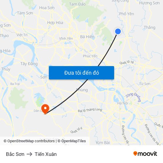 Bắc Sơn to Tiến Xuân map