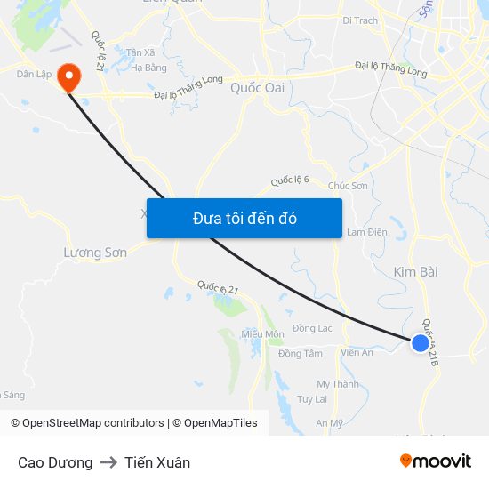 Cao Dương to Tiến Xuân map