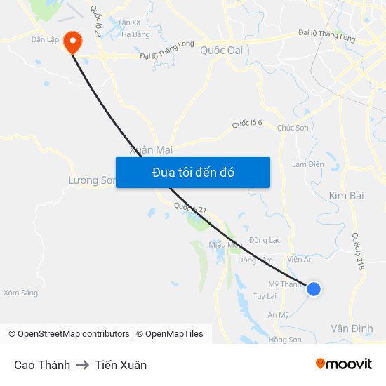 Cao Thành to Tiến Xuân map