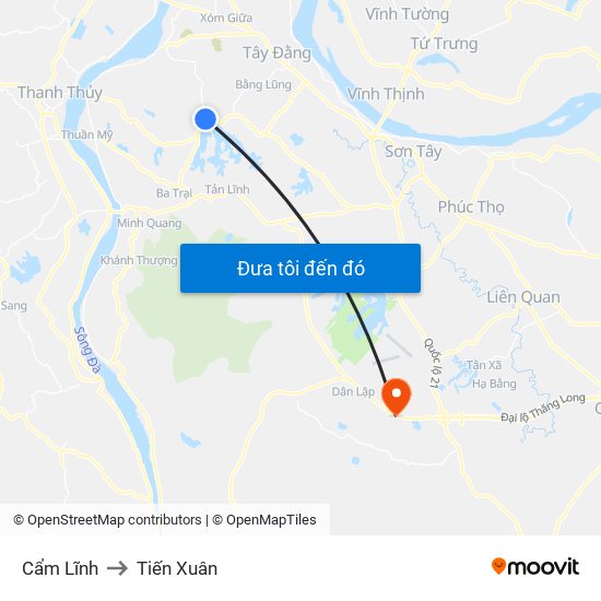 Cẩm Lĩnh to Tiến Xuân map