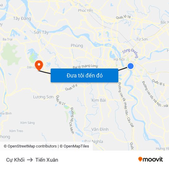 Cự Khối to Tiến Xuân map