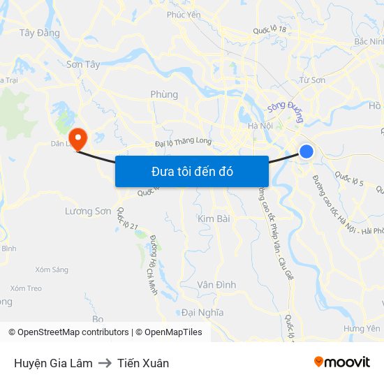 Huyện Gia Lâm to Tiến Xuân map