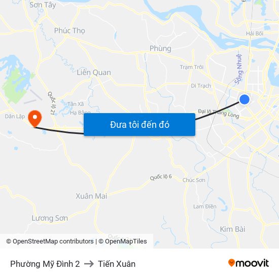 Phường Mỹ Đình 2 to Tiến Xuân map