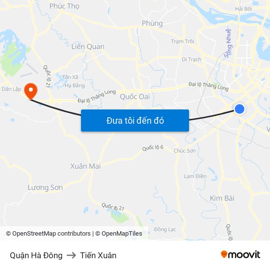 Quận Hà Đông to Tiến Xuân map