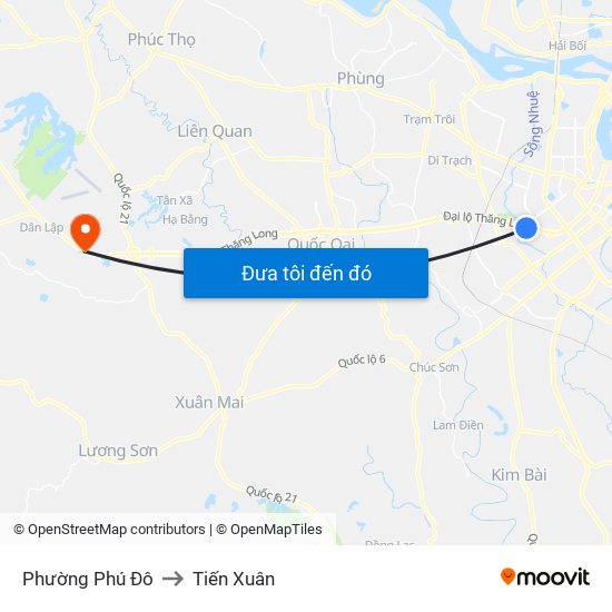 Phường Phú Đô to Tiến Xuân map