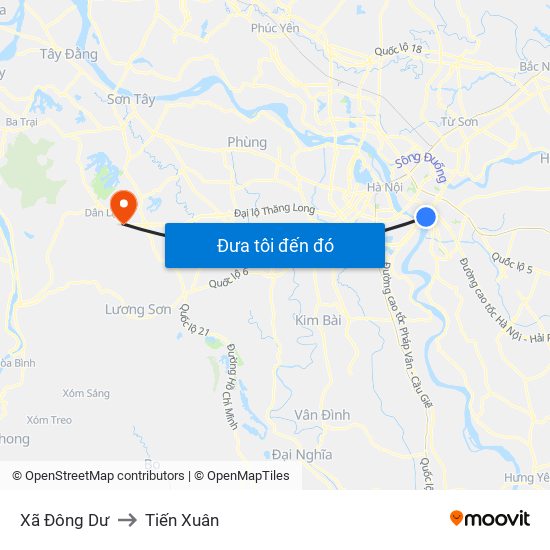 Xã Đông Dư to Tiến Xuân map