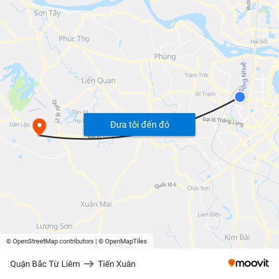 Quận Bắc Từ Liêm to Tiến Xuân map