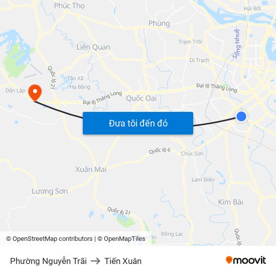 Phường Nguyễn Trãi to Tiến Xuân map