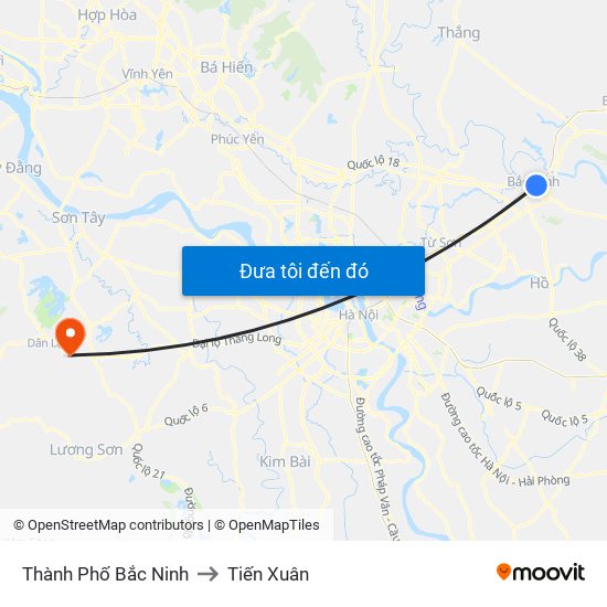 Thành Phố Bắc Ninh to Tiến Xuân map