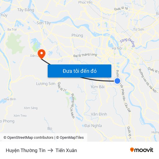 Huyện Thường Tín to Tiến Xuân map