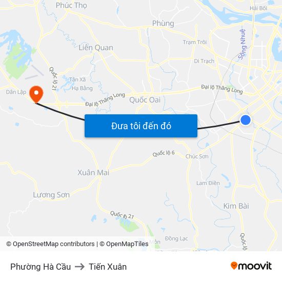 Phường Hà Cầu to Tiến Xuân map