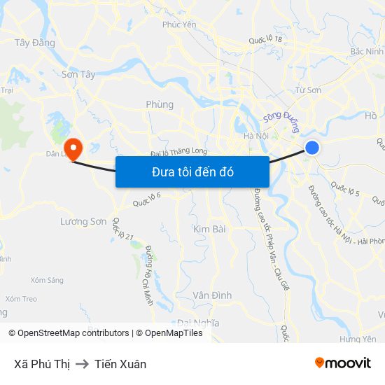 Xã Phú Thị to Tiến Xuân map