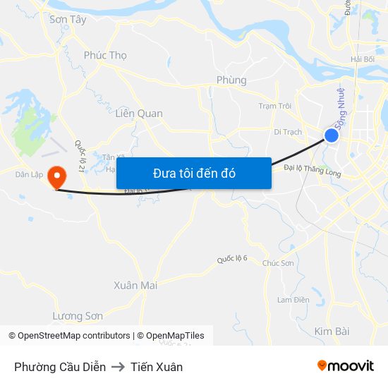 Phường Cầu Diễn to Tiến Xuân map