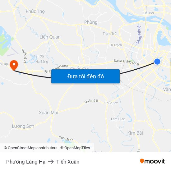 Phường Láng Hạ to Tiến Xuân map