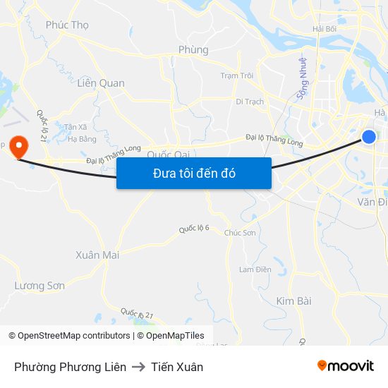 Phường Phương Liên to Tiến Xuân map