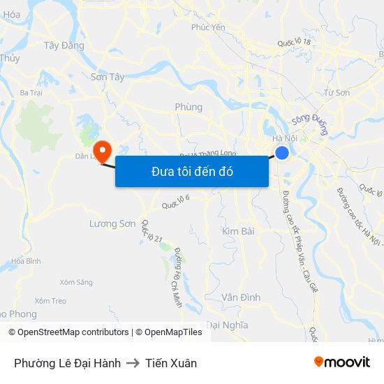 Phường Lê Đại Hành to Tiến Xuân map