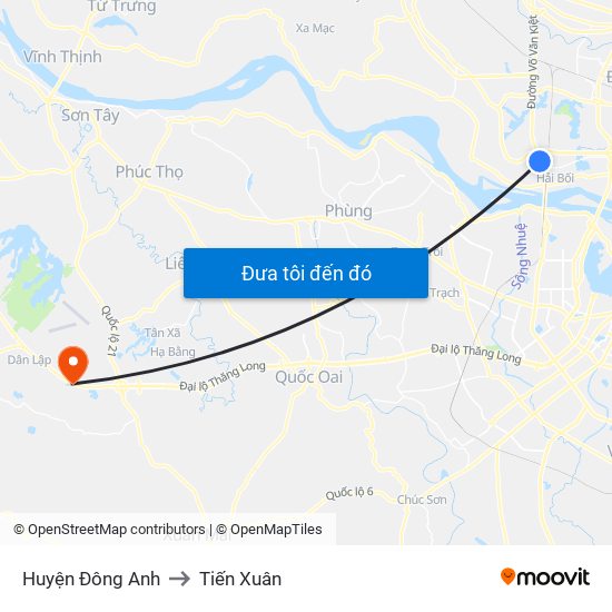 Huyện Đông Anh to Tiến Xuân map