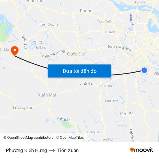 Phường Kiến Hưng to Tiến Xuân map