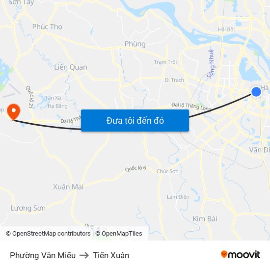 Phường Văn Miếu to Tiến Xuân map