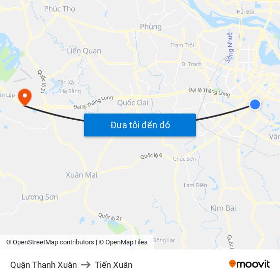 Quận Thanh Xuân to Tiến Xuân map