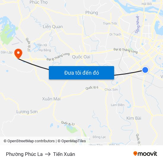 Phường Phúc La to Tiến Xuân map