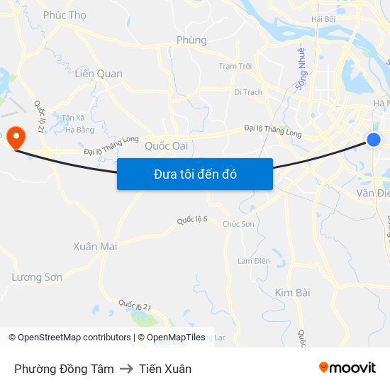 Phường Đồng Tâm to Tiến Xuân map