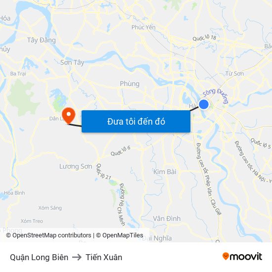 Quận Long Biên to Tiến Xuân map