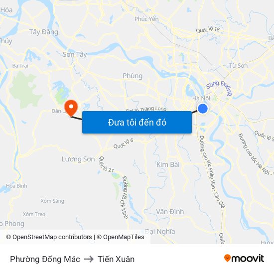 Phường Đống Mác to Tiến Xuân map