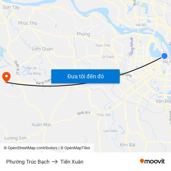 Phường Trúc Bạch to Tiến Xuân map