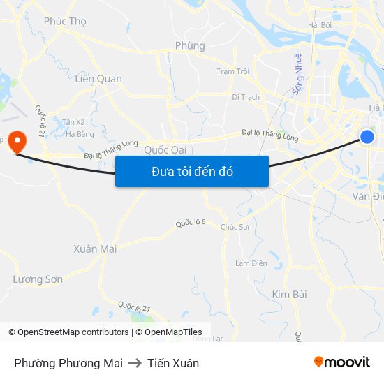 Phường Phương Mai to Tiến Xuân map