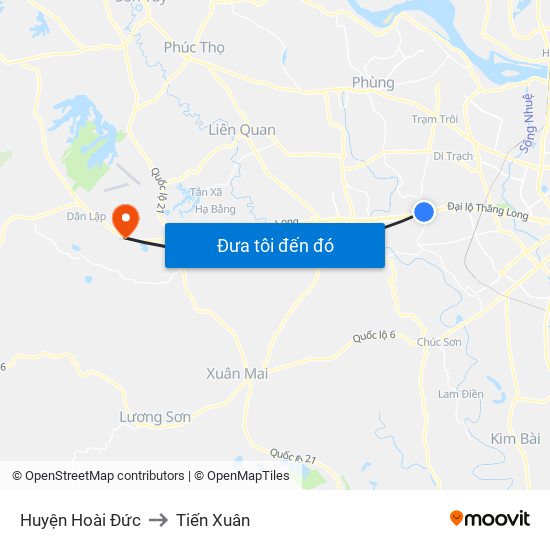 Huyện Hoài Đức to Tiến Xuân map