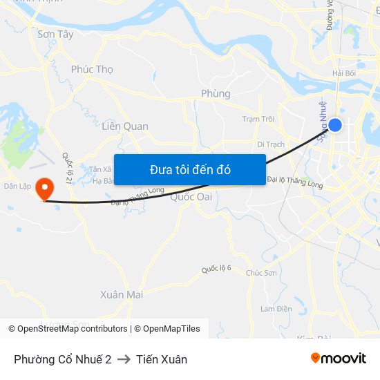 Phường Cổ Nhuế 2 to Tiến Xuân map