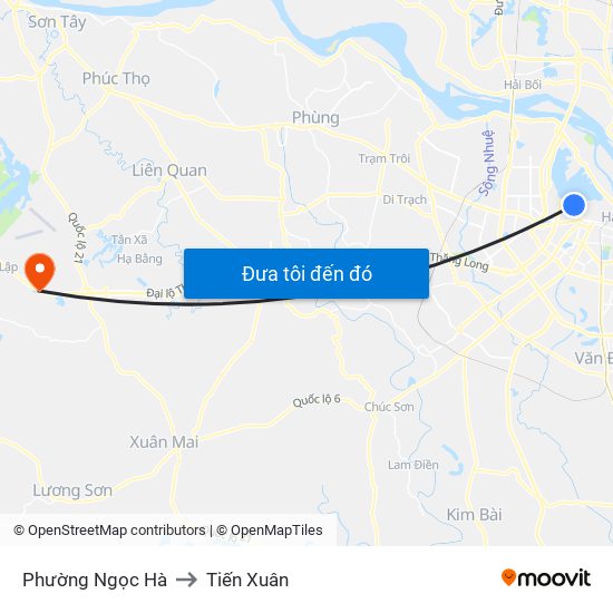 Phường Ngọc Hà to Tiến Xuân map