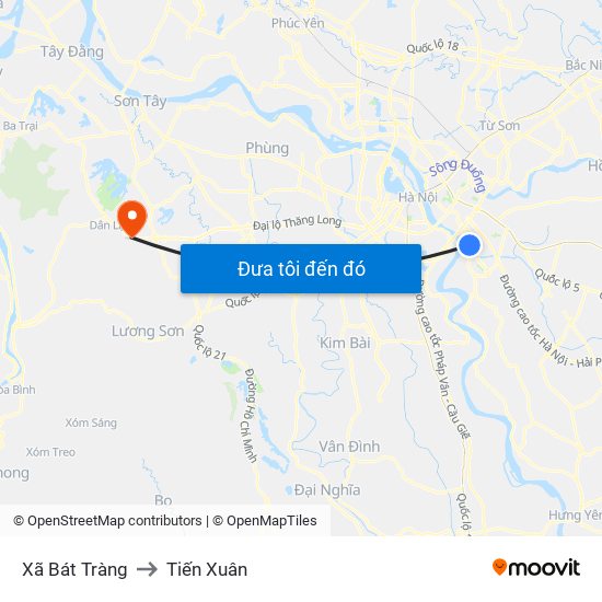 Xã Bát Tràng to Tiến Xuân map