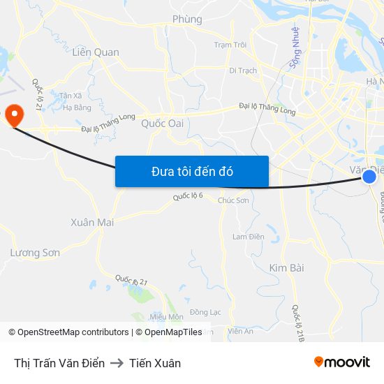 Thị Trấn Văn Điển to Tiến Xuân map