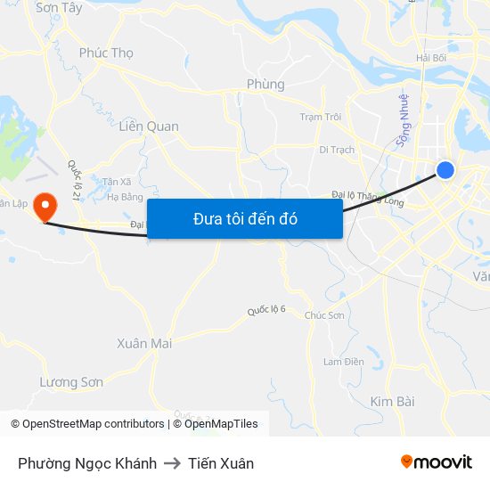 Phường Ngọc Khánh to Tiến Xuân map