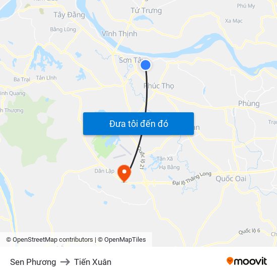 Sen Phương to Tiến Xuân map