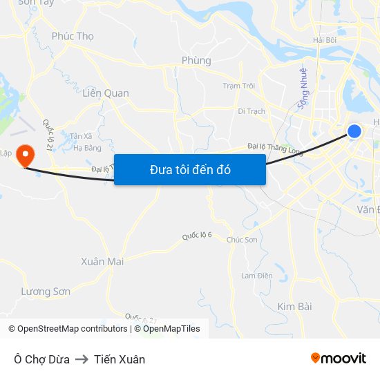Ô Chợ Dừa to Tiến Xuân map