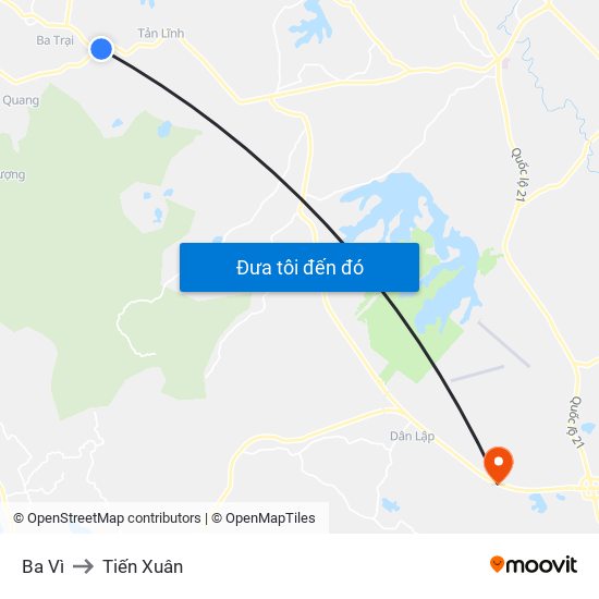 Ba Vì to Tiến Xuân map