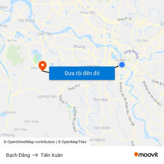 Bạch Đằng to Tiến Xuân map