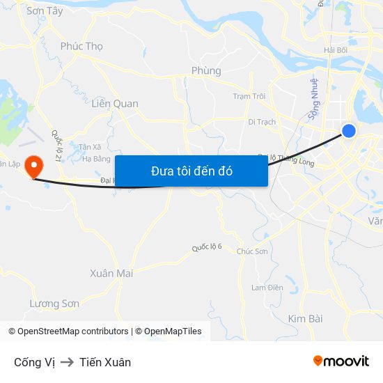 Cống Vị to Tiến Xuân map