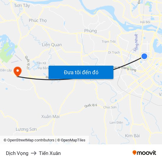 Dịch Vọng to Tiến Xuân map