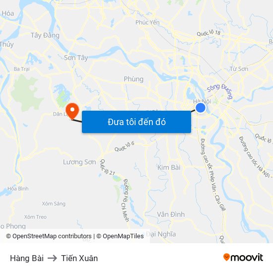 Hàng Bài to Tiến Xuân map