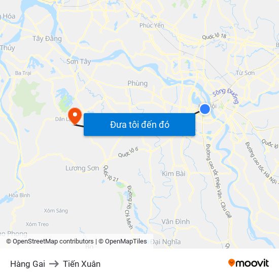 Hàng Gai to Tiến Xuân map