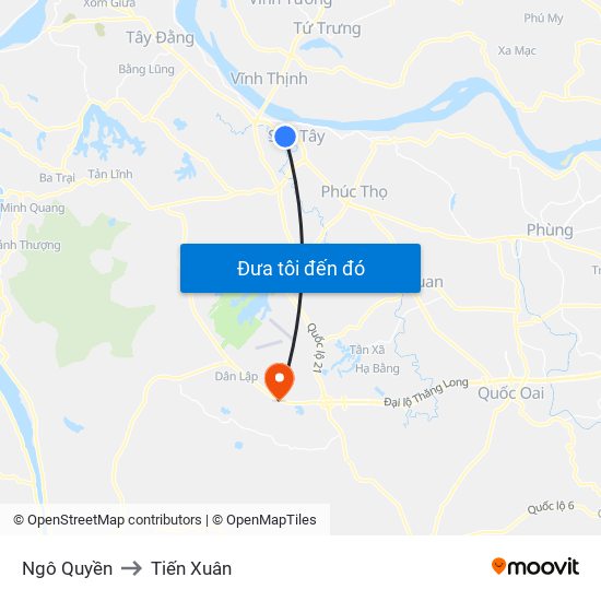 Ngô Quyền to Tiến Xuân map