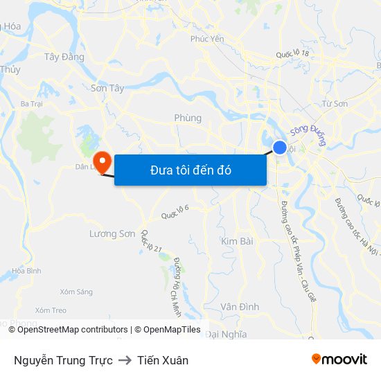 Nguyễn Trung Trực to Tiến Xuân map
