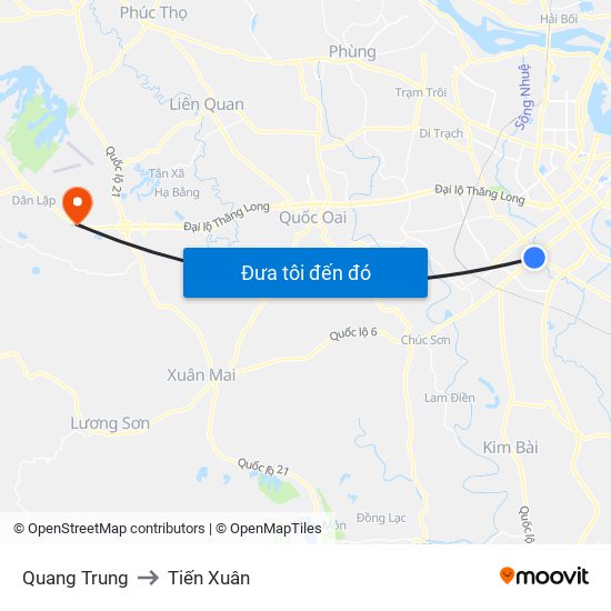 Quang Trung to Tiến Xuân map