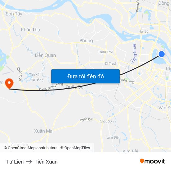 Tứ Liên to Tiến Xuân map