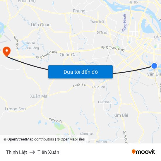 Thịnh Liệt to Tiến Xuân map